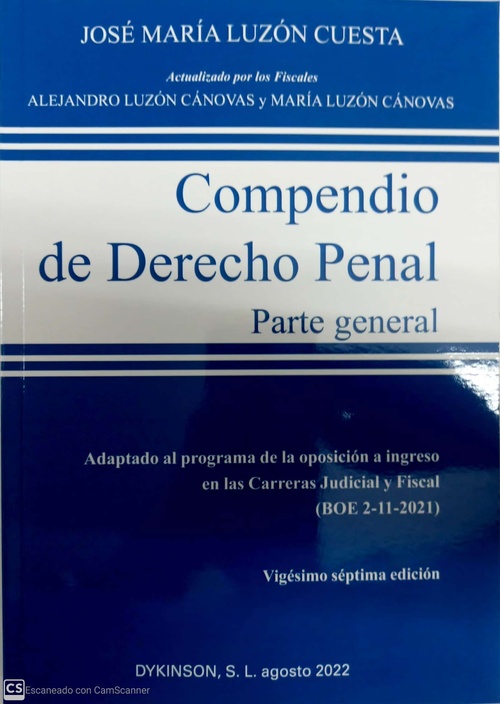 (27º) COMPENDIO DE DERECHO PENAL. PARTE GENERAL