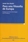 PARA UNA FILOSOFIA DE EUROPA. ENSAYOS DE FENOMENOLOGIA DE LA HISTORIA