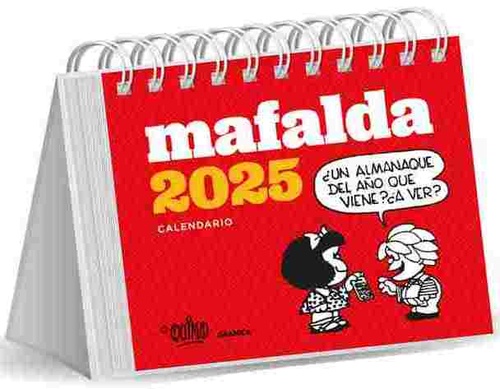 TACO CALENDARIO MAFALDA ROJO 2025. ESCRITORIO ESPIRAL